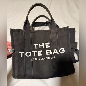 Marc Jacobs Black Canvas Tote Bag with White Logo